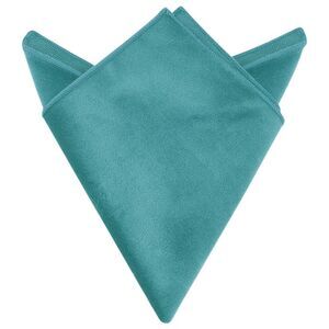 Velvet Self Fold Solid Color Pocket Square for Suit Formal Teal